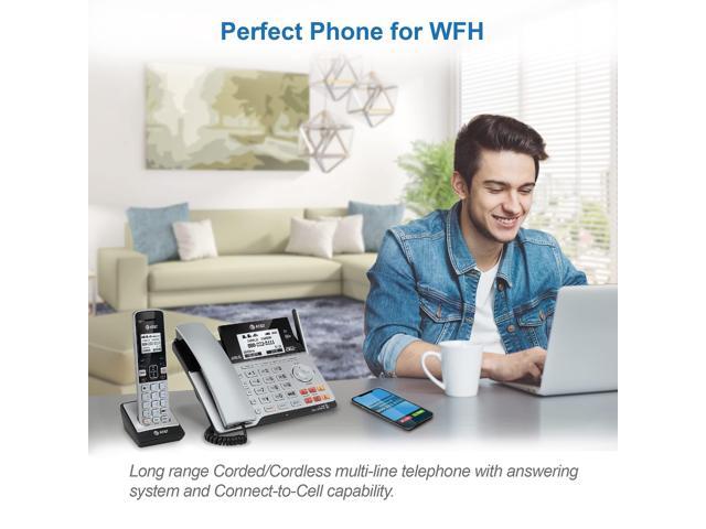 AT&T - TL86103 DECT 6.0 2-Line Expandable Corded/Cordless Phone with Bluetooth Connect to Cell and Answering System - Silver/Black - image 11