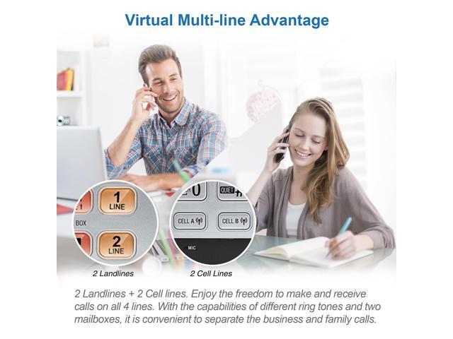 AT&T - TL86103 DECT 6.0 2-Line Expandable Corded/Cordless Phone with Bluetooth Connect to Cell and Answering System - Silver/Black - image 12