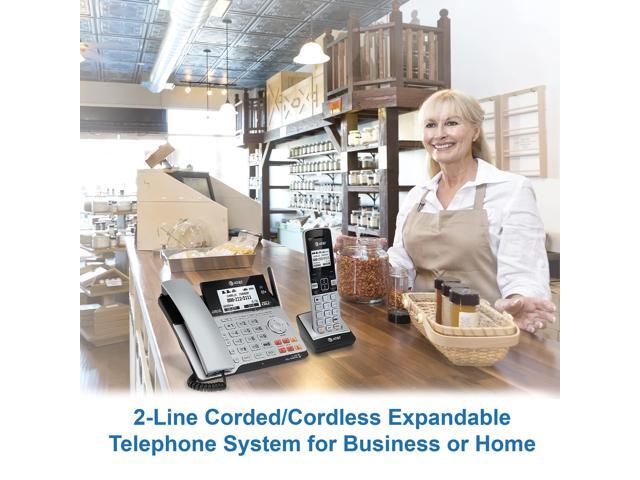 AT&T - TL86103 DECT 6.0 2-Line Expandable Corded/Cordless Phone with Bluetooth Connect to Cell and Answering System - Silver/Black - image 10