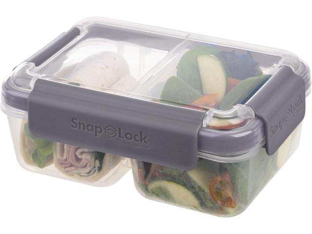 Progressive SNL-1018GY SnapLock 4-Cup Large Divided Lunch Container - Gray