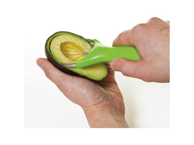 progressive international prepworks stainless steel blades kitchen utensil tool fruit avocado slicer, green
