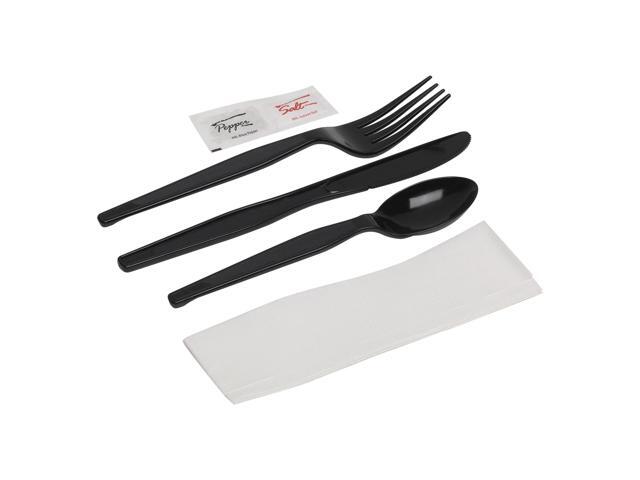 Dixie Wrapped Tableware/Napkin Packets, Black, Carton Of 250 Packets