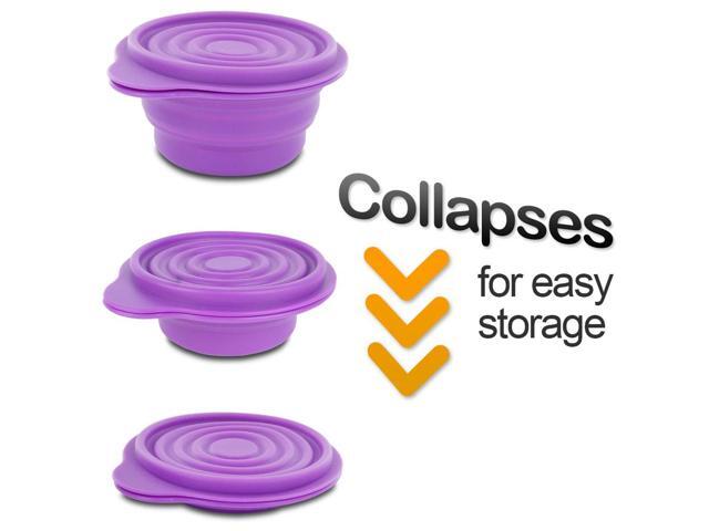 BPA-Free 1.5 Cup Collapsible Silicone Container with Lid, Purple