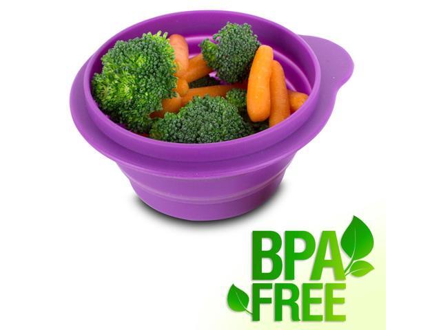 BPA-Free 1.5 Cup Collapsible Silicone Container with Lid, Purple