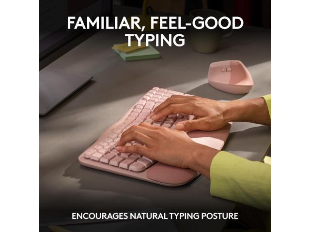 Logitech - Wave Keys Ergonomic Wireless Membrane Keyboard for Windows/Mac with Integrated Palm-rest - Rose - image 10