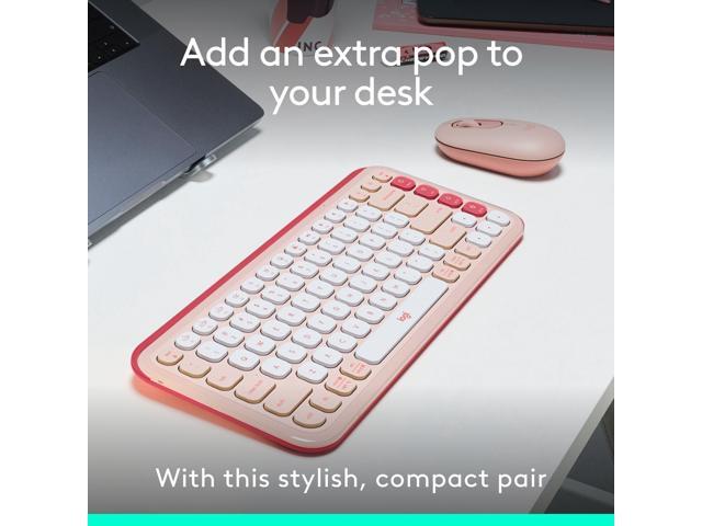 Logitech POP ICON Wireless Keyboard & Mouse Combo (Rose & Off-White) - image 9