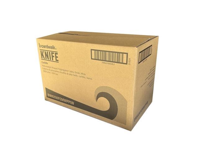 Mediumweight Wrapped Polypropylene Cutlery Knife 5.86' Plastic White 1000/Carton BWKKNIFEMWPPIW