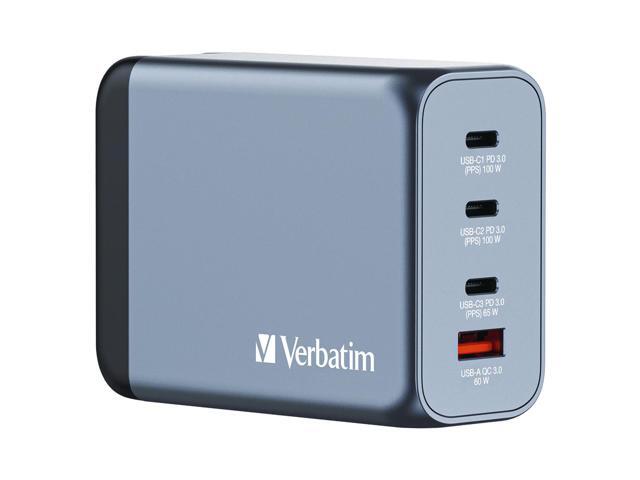 Verbatim 32204 200 W 4-Port GaN Wall Charger - Black/Gray