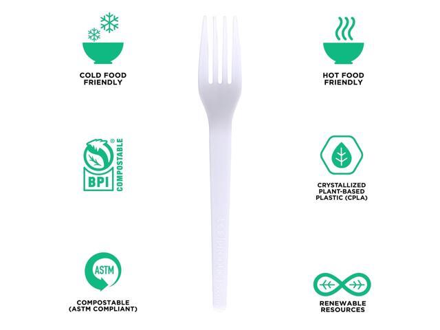 Eco-Products EP-S017 Plantware CPLA Cutlery - Fork - White - 1,000/Carton