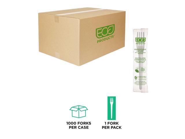 Eco-Products EP-S017-W Plantware CPLA Cutlery Individually Wrapped Plastic Fork - White - 1,000/Carton