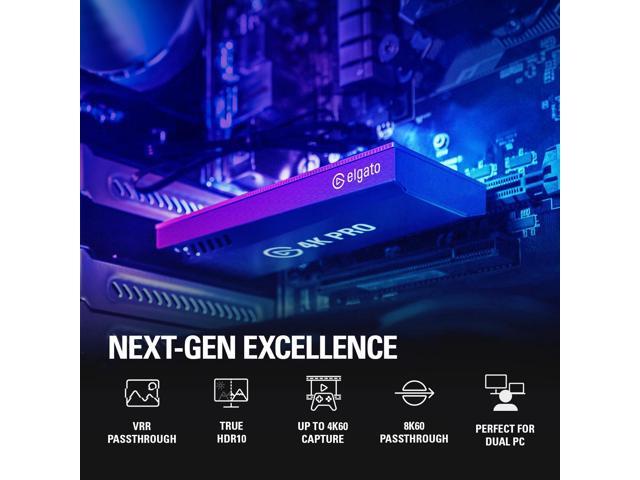 Elgato - 4K Pro – 8K60 Passthrough/4K60 Capture for PC, Nintendo Switch 2, PS5, Xbox Series X with HDMI 2.1, VRR, HDR10 - Black - image 6