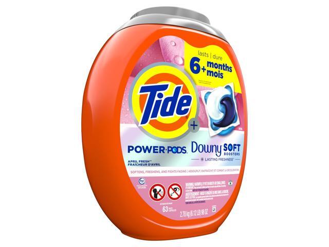 Tide Power PODs 2-in-1 Laundry Detergent Pods with Downy Soft Boosters, Lasting Freshness with April Fresh Scent, 63 Count