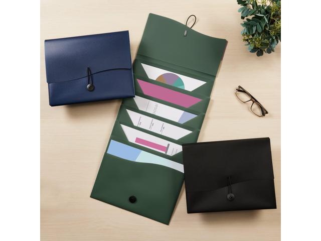 Slide and View Expanding File 6 Sections Hook/Loop Closure Letter Size Navy Blue 73545