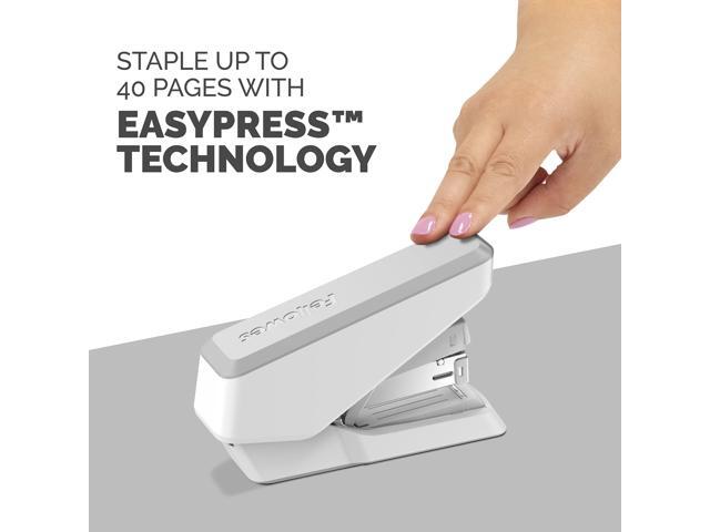 Fellowes LX860 EasyPress Half Strip One Touch Desk Stapler 40 Sheet Cap White