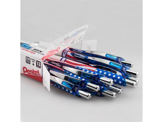 EnerGel RTX Stars and Stripes Gel Pen Retractable Medium 0.7 mm Black Ink Dozen