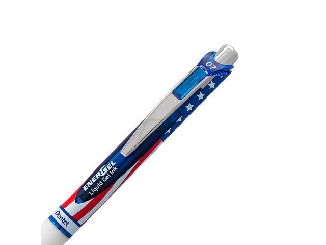 EnerGel RTX Stars and Stripes Gel Pen Retractable Medium 0.7 mm Black Ink Dozen