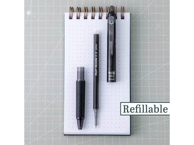 FriXion Synergy Clicker Erasable Gel Pen Retractable Extra-Fine 0.5 mm Black Ink Black/Smoke Barrel Dozen 17363