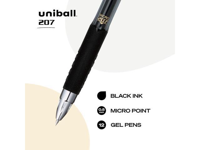 Uni-ball Signo 207 Retractable Gel Pen Micro 0.5 mm Black Ink Dozen 61255