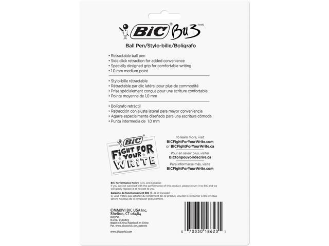 BIC BU3 Ballpoint Pen Retractable Medium Black 18/Pack CSEM10-BLK
