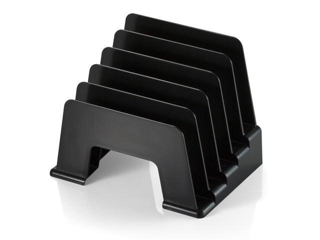 Recycled Incline Mail Sorter 5 Sections Envelopes 8 x 5.5 x 6 Black OIC26002
