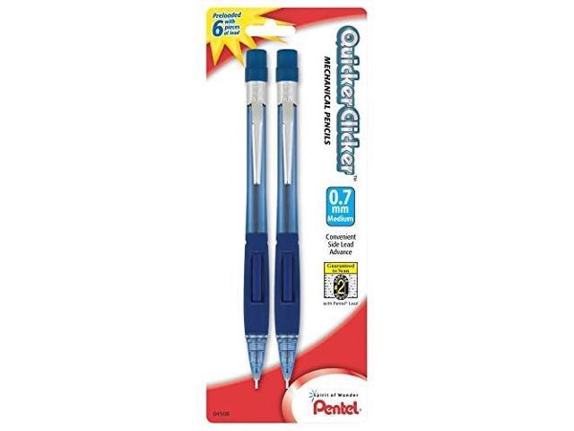 Pentel Quicker Clicker Mechanical Pencil 0.7mm HB Blue Barrel 2Pk PD347BP2K6