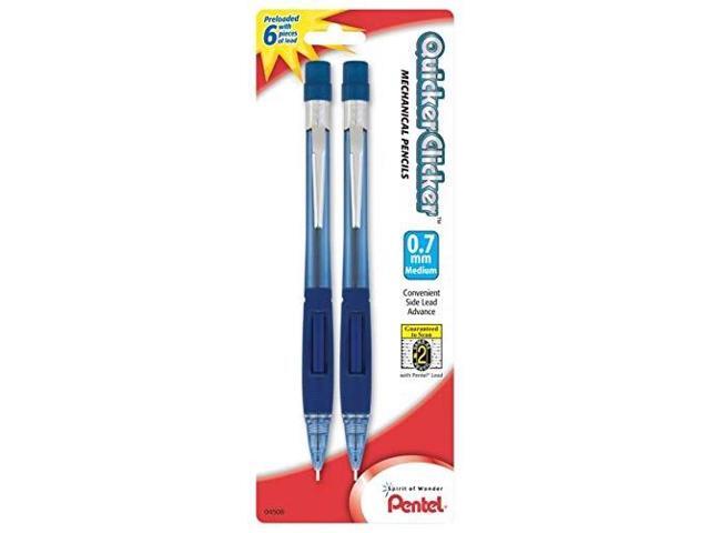 Pentel Quicker Clicker Mechanical Pencil 0.7mm HB Blue Barrel 2Pk PD347BP2K6