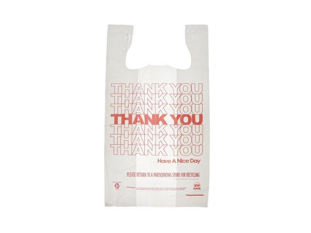 Thank You Bags Thank You Have a Nice Day Labeling Cut-Out Handles 11.5' x 6.5' x 21' White/Red 1000/Carton RPTYB6