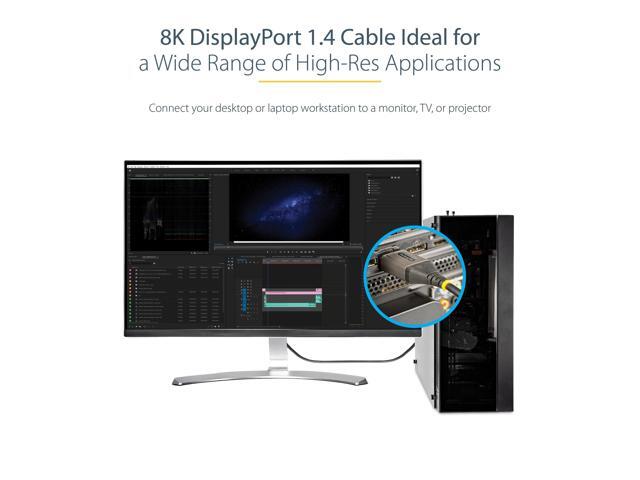 StarTech.com 1ft (30cm) DisplayPort 1.4 Cable 8K 60Hz HDR10 UHD 4K 120Hz Video DP to DP Monitor Cord DP 1.4 Cable M/M - image 4
