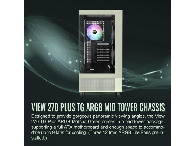 Thermaltake - View 270 Plus TG ARGB Mid Tower E-ATX PC Case - Matcha Green - image 10