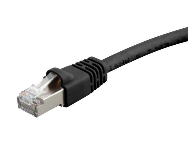 Monoprice Cat6A Ethernet Patch Cable - 3 Feet - Black Network Internet Cord - RJ45, 550Mhz, STP, Pure Bare Copper Wire, 10G, 26AWG