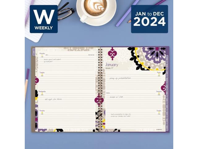 Vienna Weekly/Monthly Appointment Book 11 x 8.5 Purple 2024 122905