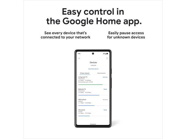Google Nest WiFi 6E Pro, Fast Whole Home Coverage, Mesh Router - 4 Pack - Snow
