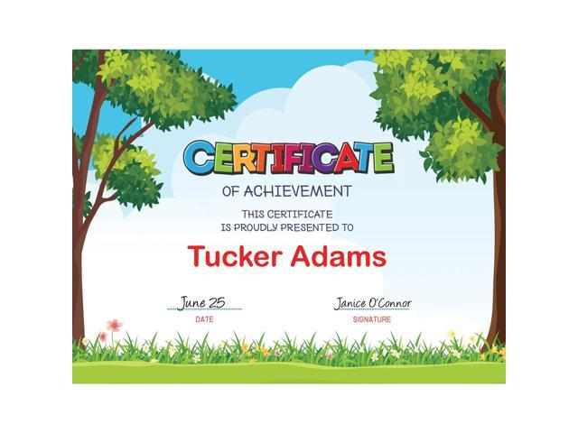 Tree Free Award Certificates 8.5 x 11 Green/Brown/Blue with Outside Scene Border 15/Pack 49950