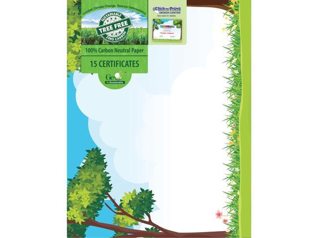 Tree Free Award Certificates 8.5 x 11 Green/Brown/Blue with Outside Scene Border 15/Pack 49950