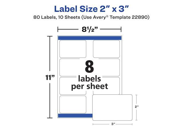 Avery 22890 Print to the Edge Labels, 2'x3', Glossy White w/Sure Feed Technology