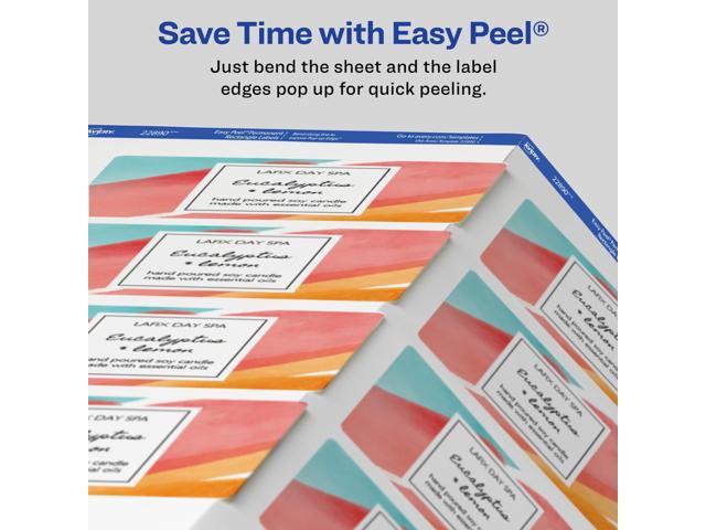 Avery 22890 Print to the Edge Labels, 2'x3', Glossy White w/Sure Feed Technology