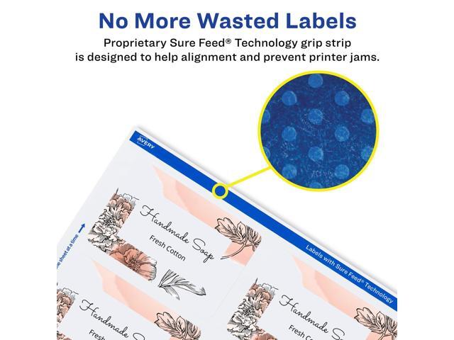 Avery 22890 Print to the Edge Labels, 2'x3', Glossy White w/Sure Feed Technology