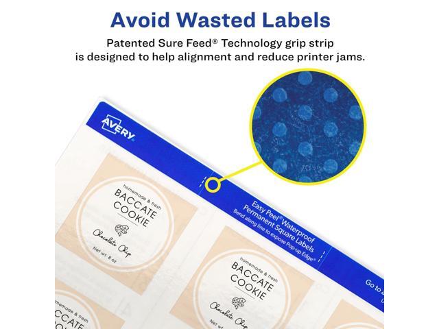 Avery Durable Waterproof Labels 2' x 2' Square 96 Label Pack 64510