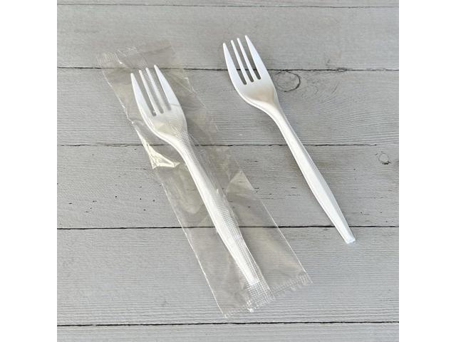Mediumweight Wrapped Polypropylene Cutlery Fork 5.51' Plastic White 1000/Carton BWKFORKMWPPIW