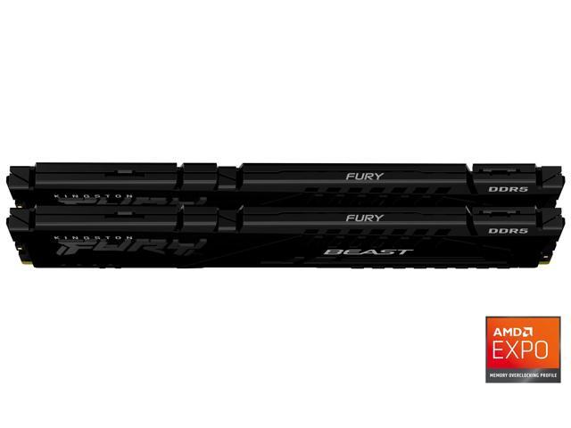 Kingston FURY Beast RAM Module - 64 GB (2 x 32GB) - DDR5-6000/PC5-48000 DDR5 SDRAM - 6000 MHz Single-rank Memory - CL36 - 1.35 V - On-die ECC -...