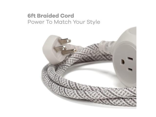 360 Electrical 6ft 3-Outlet Habitat Premium Extension Cord w/2 USB, French Gray