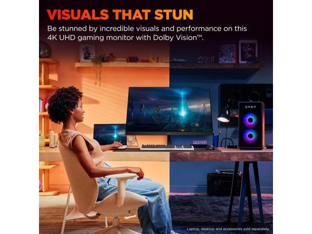 HP OMEN - 31.5" IPS UHD 144Hz FreeSync and G-SYNC Compatible Smart Gaming Monitor with Adjustable Height (DisplayPort, HDMI) - Black - image 4