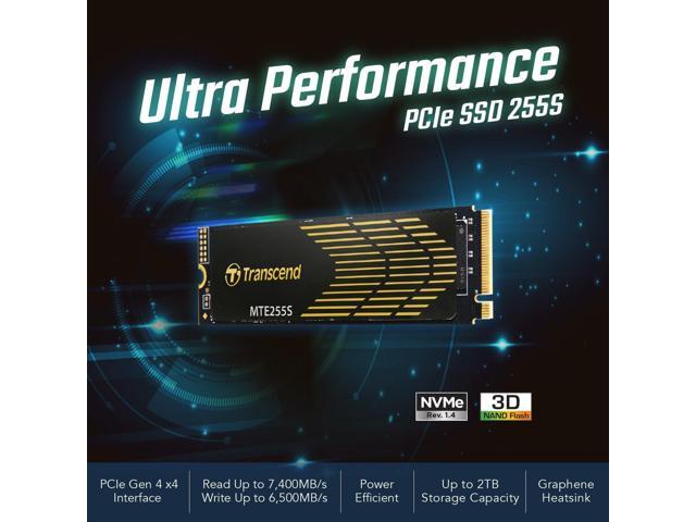 Transcend 1TB NVMe Gen4 SSD MTE255S with Heatsink, Up to 7,400MB/s, Storage Expansion for PS5, Compatible with Desktops/Laptops, SLC Cache, M.2...