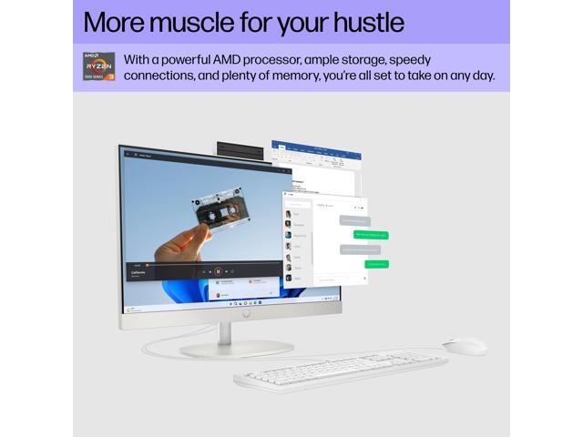 HP 24-cr0420 23.8' Touchscreen AIO Computer R3 7320U 8GB 256GB SSD W11H B88E1AA