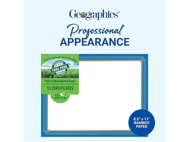 Tree Free Award Certificates 8.5 x 11 White with Elegant Blue/Gold Border 15/Pack 49949