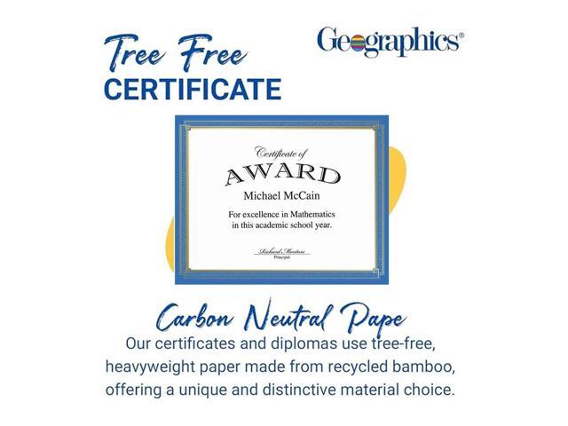 Tree Free Award Certificates 8.5 x 11 White with Elegant Blue/Gold Border 15/Pack 49949