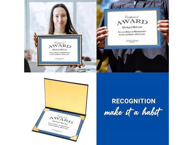 Tree Free Award Certificates 8.5 x 11 White with Elegant Blue/Gold Border 15/Pack 49949