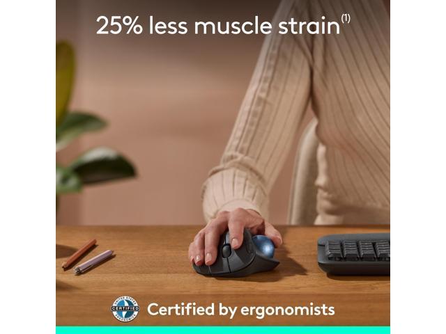 Logitech - ERGO M575 S Wireless Ergonomic Trackball Mouse - Wireless - Black - image 9