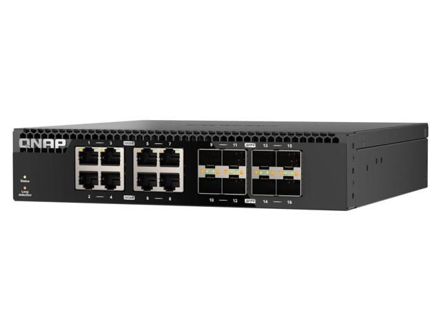QNAP HALF-RACKMOUNT SWITCH QSW-3216R-8S8T-US, 16 PORT UNMANAGED SWITCH, 8 PORT O