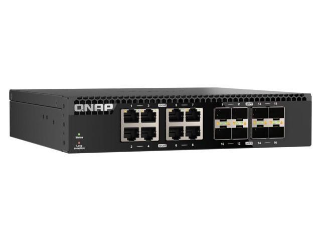 QNAP HALF-RACKMOUNT SWITCH QSW-3216R-8S8T-US, 16 PORT UNMANAGED SWITCH, 8 PORT O